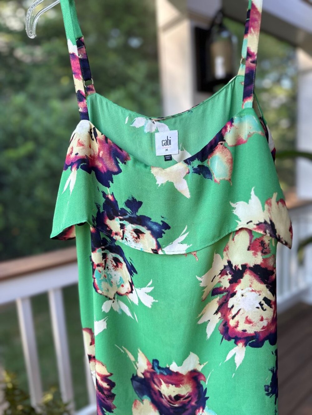 Cabi Bloom Cami Tank Top Style 3264 Bamboo Forest Adjustable Straps Size Medium